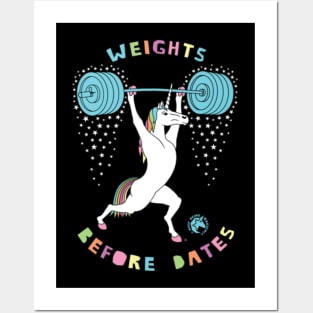 Weights Before Dates Unicorn Outline Posters and Art